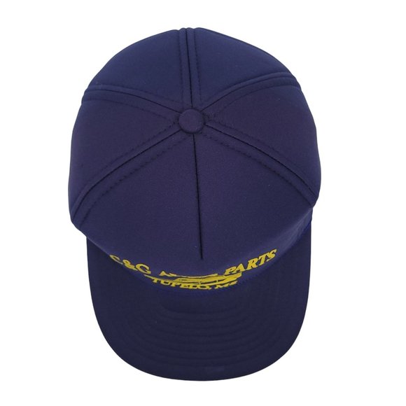Vintage Nissin Snapback Foam Trucker Cap Hat C&G Auto Parts Tupelo MS Blue - Picture 8 of 11
